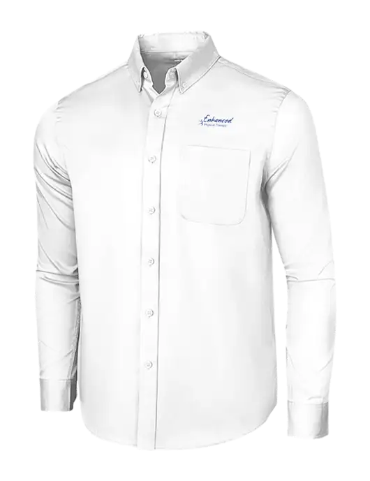 Long Sleeve White Superpro React Twill Shirt w/Enhanced Logo