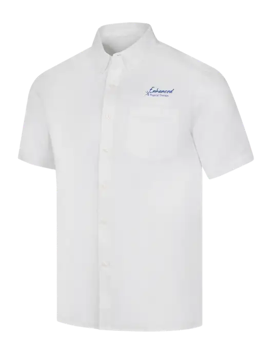 Short Sleeve White Superpro React Twill Shirt w/Enhanced Logo
