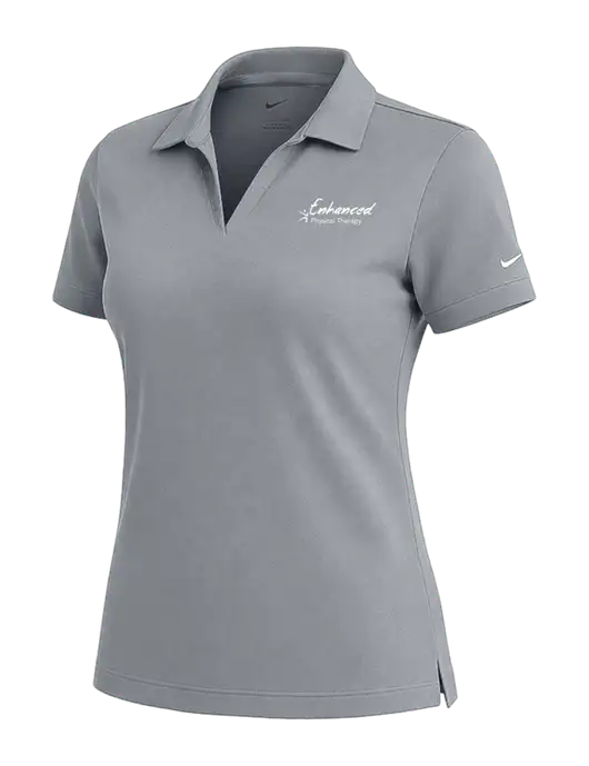 NIKE Medium Grey Womens Dri-Fit Micro Pique Polo w/Enhanced Logo