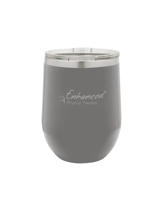 Polar Camel 12 oz Powder Coated Grey Vacuum Insulated Stemless Wine Tumbler w/Enhanced Logo