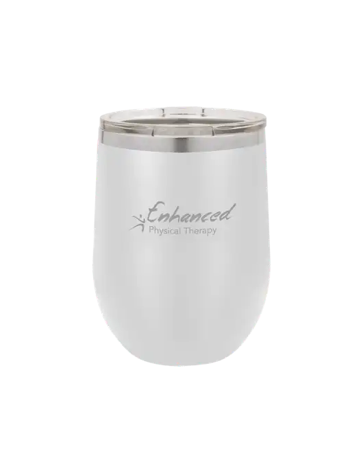 Polar Camel 12 oz Powder Coated White Vacuum Insulated Stemless Wine Tumbler w/Enhanced Logo