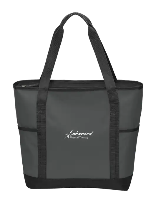 On the Go Charcoal/Black Tote  w/Enhanced Logo