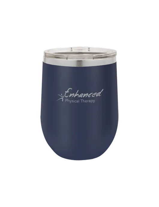 Polar Camel 12 oz Powder Coated Navy Vacuum Insulated Stemless Wine Tumbler w/Enhanced Logo