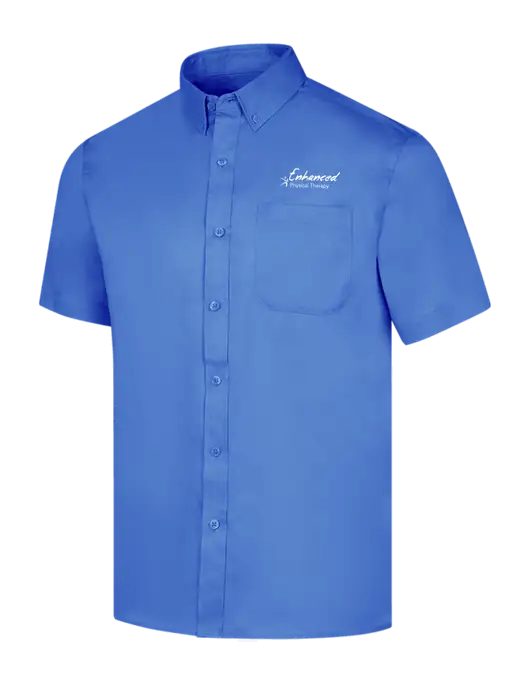 Short Sleeve Dark Carolina Blue Superpro React Twill Shirt w/Enhanced Logo