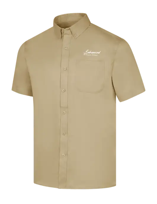 Short Sleeve Dark Tan Superpro React Twill Shirt w/Enhanced Logo