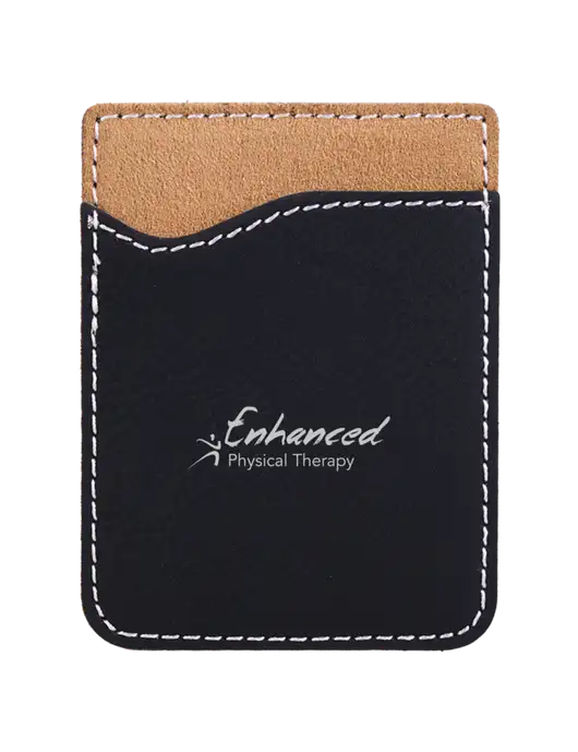 Black Laserable Leatherette Phone Wallet w/Enhanced Logo
