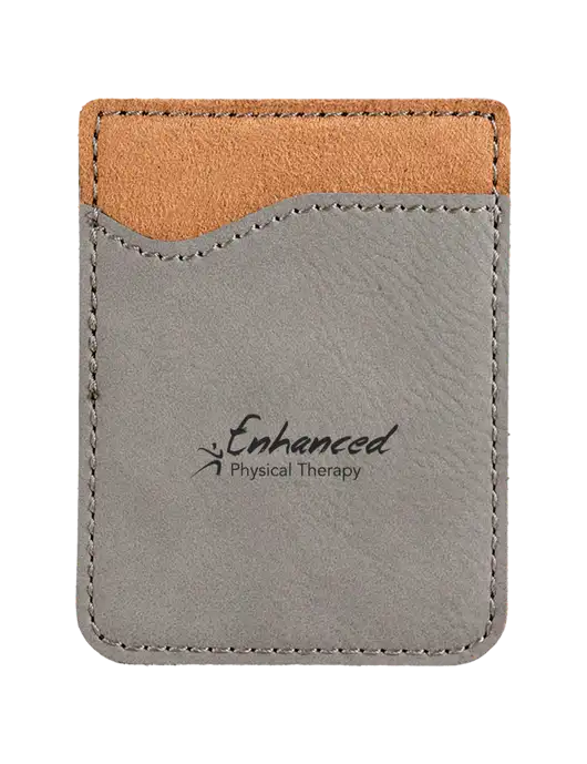 Grey Laserable Leatherette Phone Wallet w/Enhanced Logo