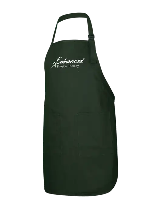 Full-Length Dark Green Apron With Pockets w/Enhanced Logo