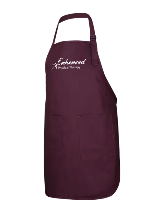 Full-Length Maroon Apron With Pockets w/Enhanced Logo