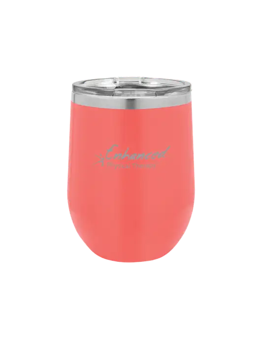 Polar Camel 12 oz Powder Coated Coral Vacuum Insulated Stemless Wine Tumbler w/Enhanced Logo