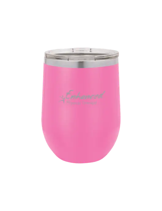 Polar Camel 12 oz Powder Coated Pink Vacuum Insulated Stemless Wine Tumbler w/Enhanced Logo