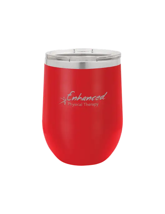 Polar Camel 12 oz Powder Coated Red Vacuum Insulated Stemless Wine Tumbler w/Enhanced Logo