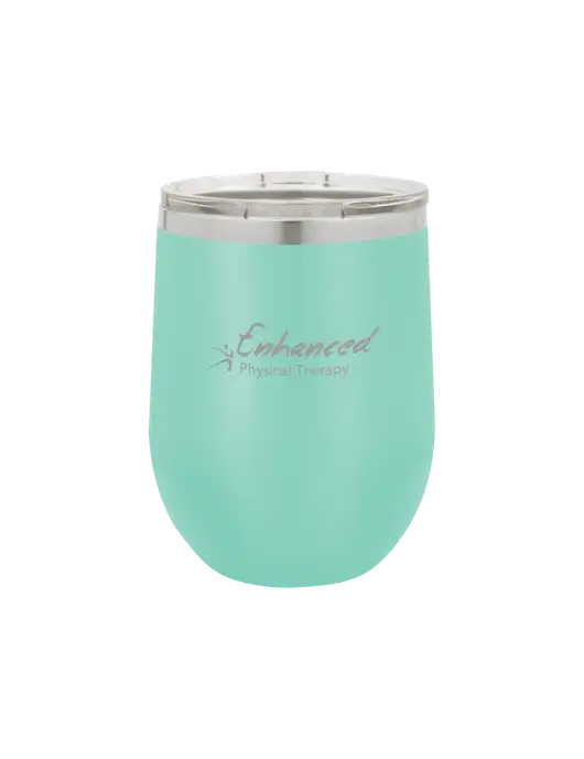 Polar Camel 12 oz Powder Coated Seafoam Vacuum Insulated Stemless Wine Tumbler w/Enhanced Logo