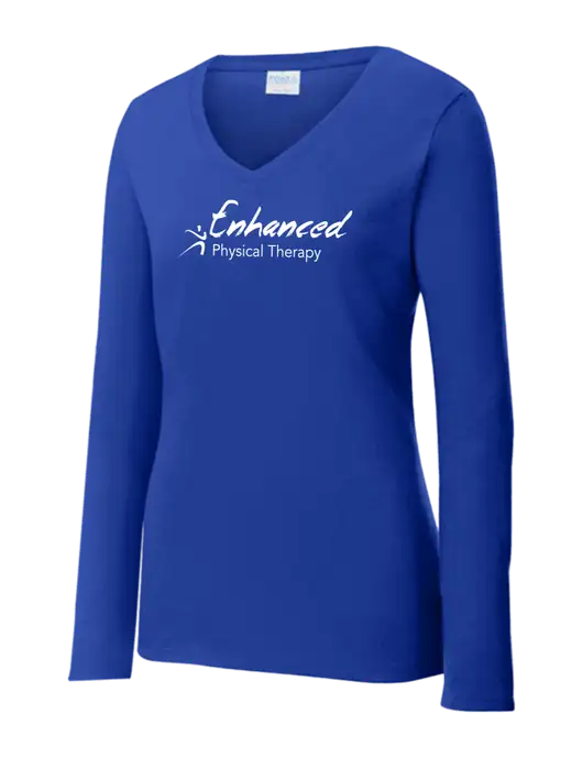 Womens  V-Neck Ring Spun Royal 4.5 oz Long Sleeve T-Shirt w/Enhanced Logo