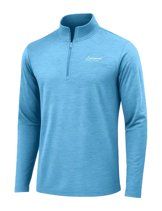 Light Blue Heather Posicharge Tri-Blend Wicking 1/4 Zip Pullover w/Enhanced Logo