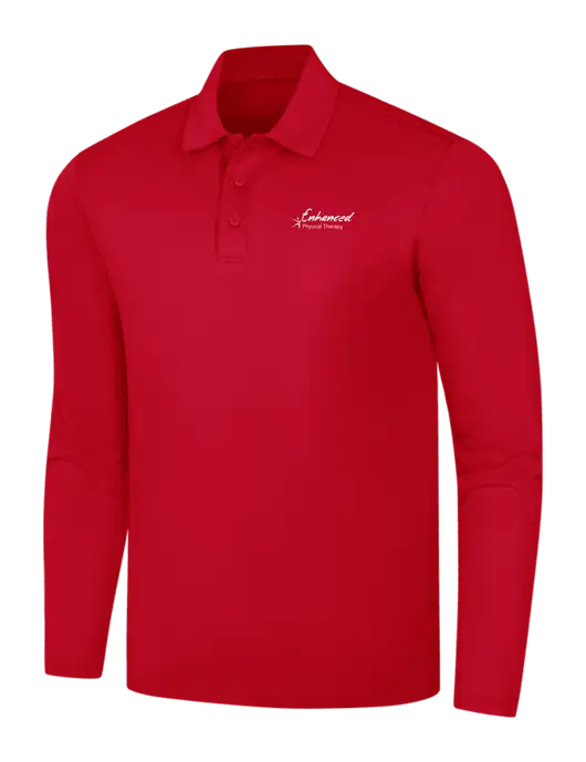 Red Silk Touch Performance Long Sleeve Polo w/Enhanced Logo