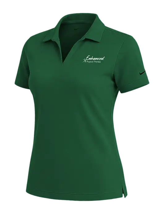 NIKE Dark Green Womens Dri-Fit Micro Pique Polo w/Enhanced Logo