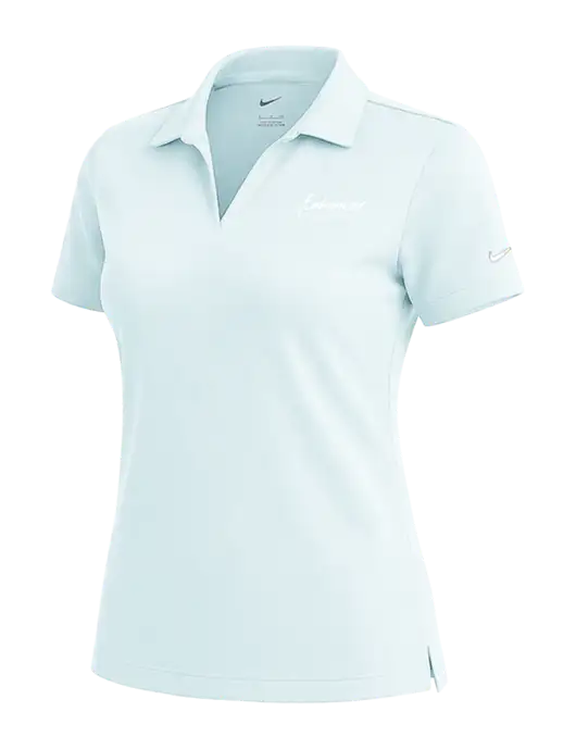 NIKE Very Light Blue Womens Dri-Fit Micro Pique Polo w/Enhanced Logo