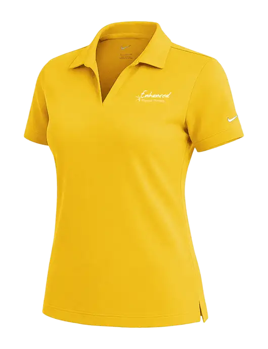 NIKE Yellow Gold Womens Dri-Fit Micro Pique Polo w/Enhanced Logo