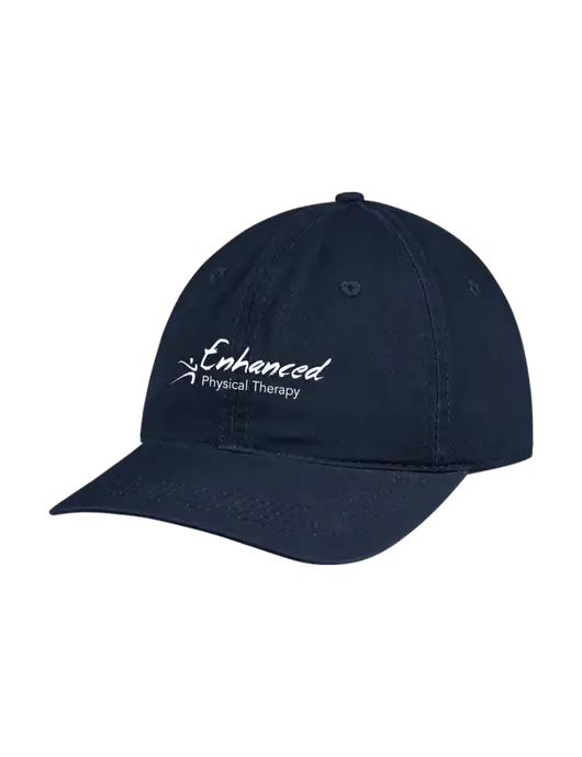 Garment Washed Unstructured Twill Navy Cap w/Enhanced Logo