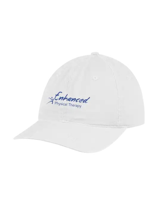 Garment Washed Unstructured Twill White Cap w/Enhanced Logo