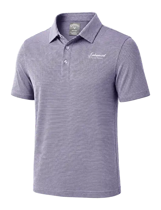 Callaway Navy Fine Line Stripe Polo w/Enhanced Logo