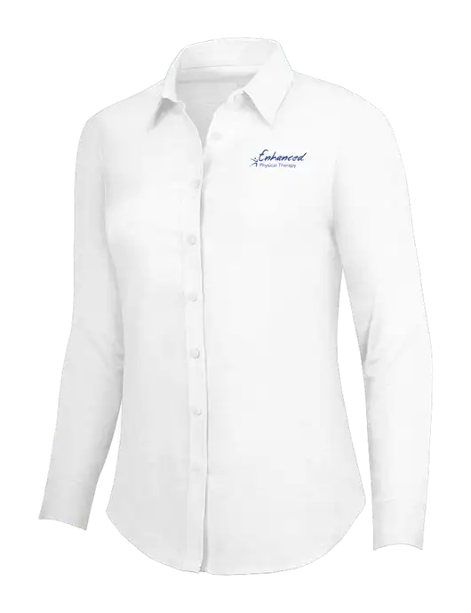 White Womens SuperPro Oxford Shirt w/Enhanced Logo