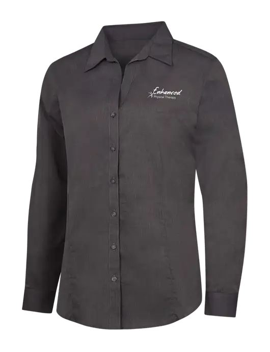 Womens Soft Black Crosshatch Easy Care Shirt w/Enhanced Logo
