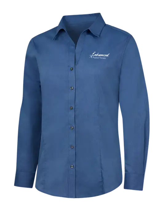 Light Navy Womens Crosshatch Easy Care Shirt w/Enhanced Logo