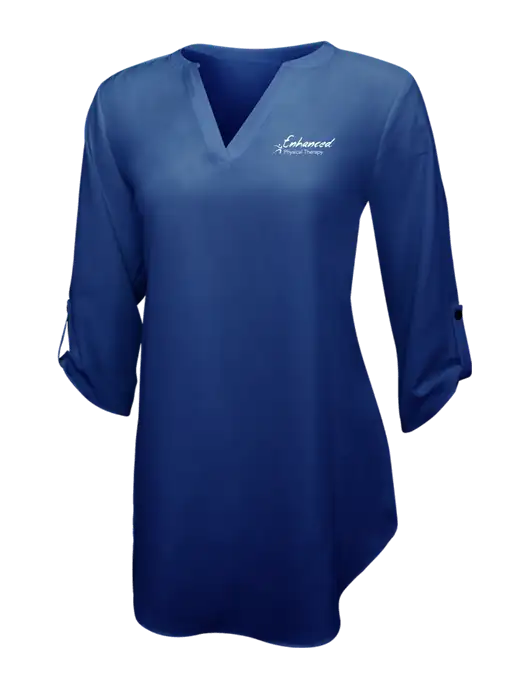 Dark Royal Womens 3/4 Sleeve Tunic Blouse w/Enhanced Logo