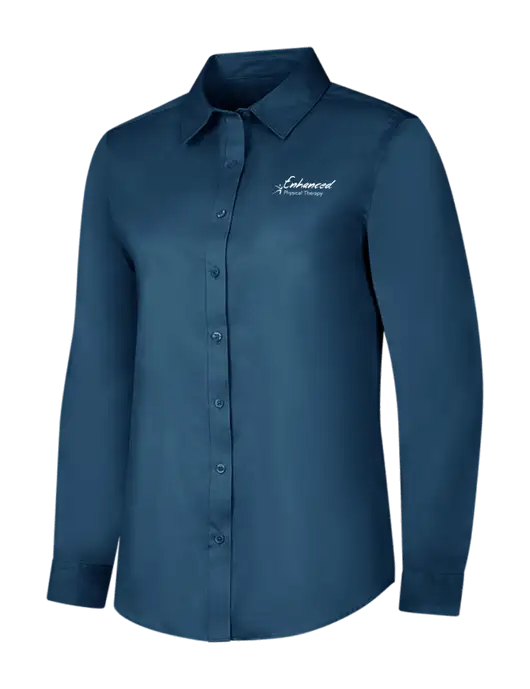 Light Navy Womens Long Sleeve Superpro React Twill Shirt w/Enhanced Logo
