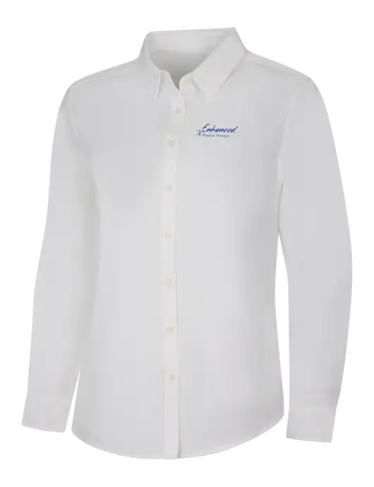 Womens White Long Sleeve Superpro React Twill Shirt w/Enhanced Logo