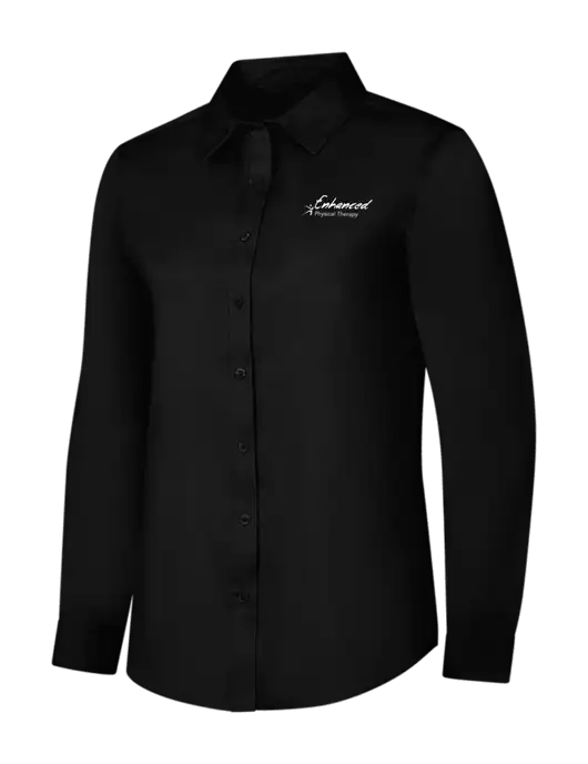 Womens Black Long Sleeve Superpro React Twill Shirt w/Enhanced Logo