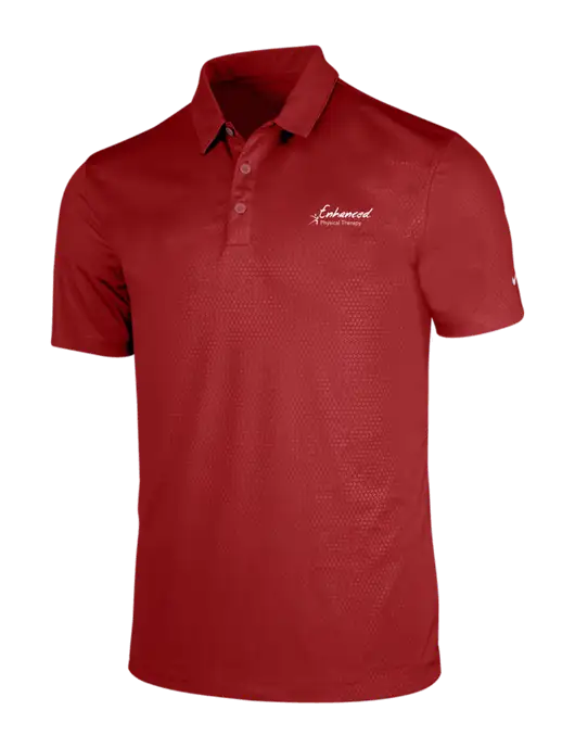 NIKE Red Dri-Fit Embossed Tri-Blade Polo w/Enhanced Logo