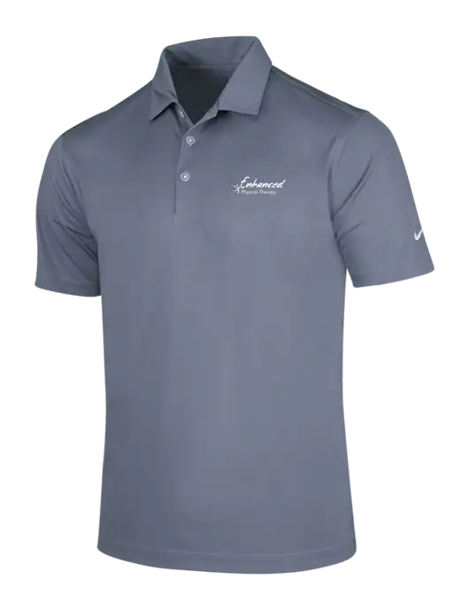 NIKE Medium Grey Dri-Fit Vertical Mesh Polo w/Enhanced Logo
