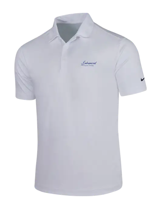 NIKE White Dri-Fit Vertical Mesh Polo w/Enhanced Logo