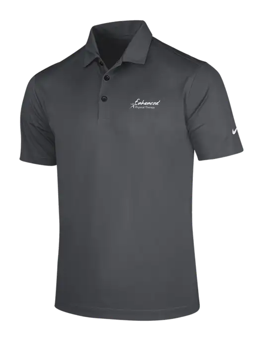 NIKE Dark Grey Dri-Fit Vertical Mesh Polo w/Enhanced Logo