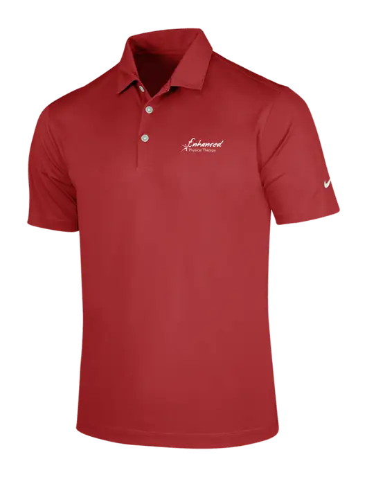 NIKE Red Dri-Fit Vertical Mesh Polo w/Enhanced Logo