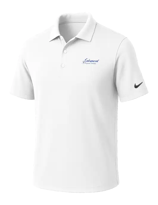 NIKE White Dri-Fit Micro Pique Polo w/Enhanced Logo