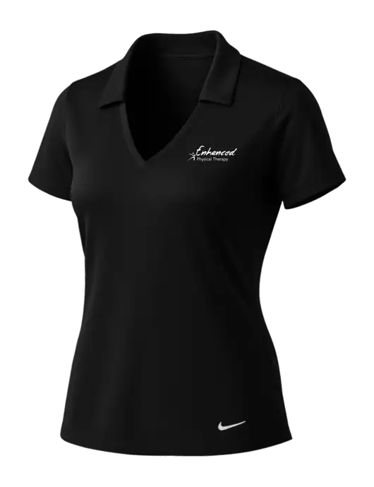 NIKE Black Womens Dri-Fit Vertical Mesh Polo w/Enhanced Logo