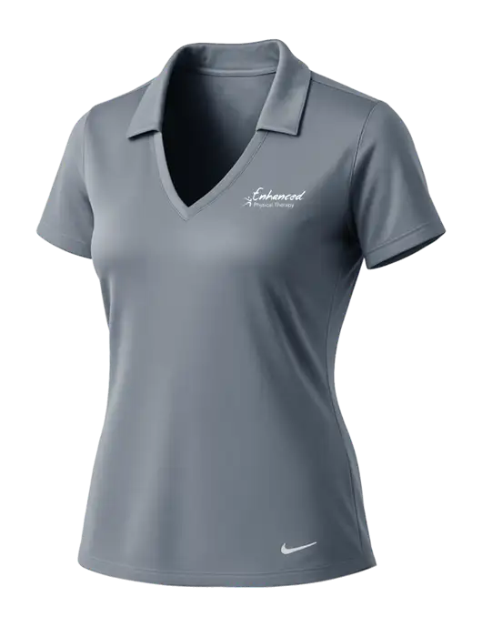 NIKE Medium Grey Womens Dri-Fit Vertical Mesh Polo w/Enhanced Logo