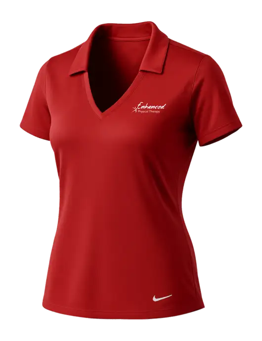 NIKE Red Womens Dri-Fit Vertical Mesh Polo w/Enhanced Logo