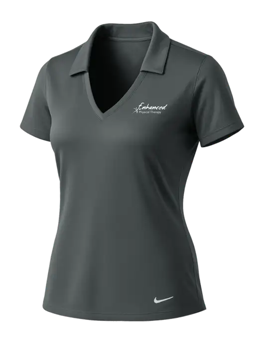 NIKE Dark Grey Womens Dri-Fit Vertical Mesh Polo w/Enhanced Logo