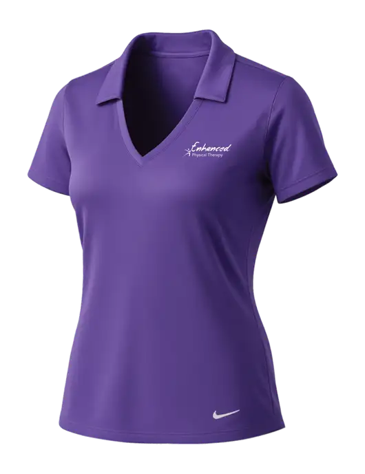 NIKE Purple Womens Dri-Fit Vertical Mesh Polo w/Enhanced Logo