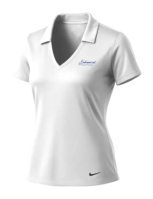 NIKE White Womens Dri-Fit Vertical Mesh Polo w/Enhanced Logo