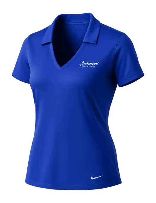 NIKE Dark Royal Womens Dri-Fit Vertical Mesh Polo w/Enhanced Logo