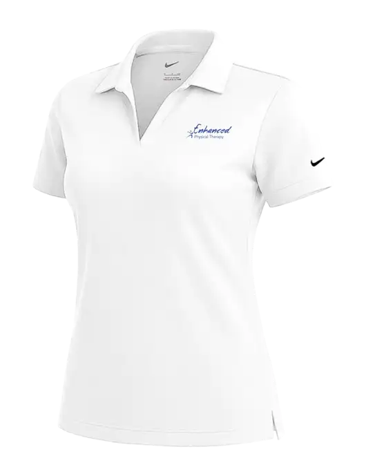 NIKE White Womens Dri-Fit Micro Pique Polo w/Enhanced Logo