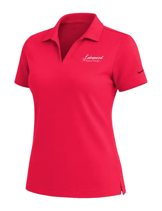 NIKE Red Womens Dri-Fit Micro Pique Polo w/Enhanced Logo