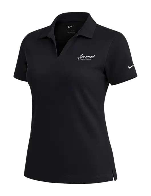 NIKE Black Womens Dri-Fit Micro Pique Polo w/Enhanced Logo