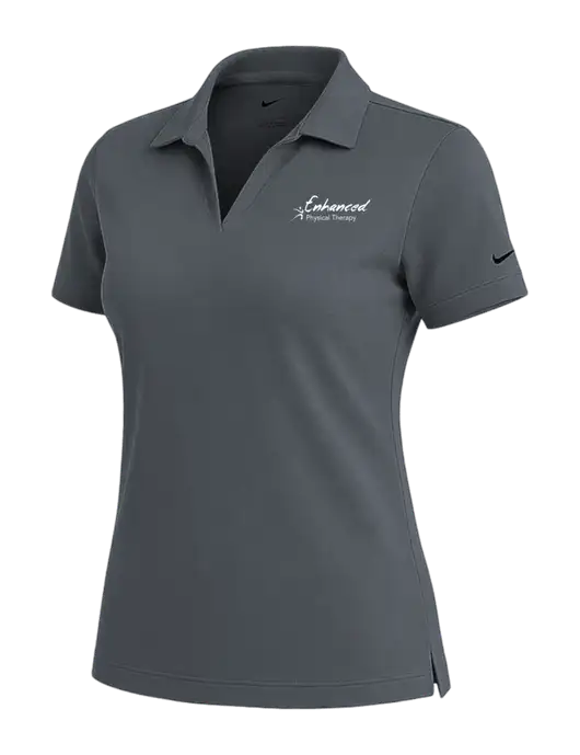 NIKE Dark Grey Womens Dri-Fit Micro Pique Polo w/Enhanced Logo
